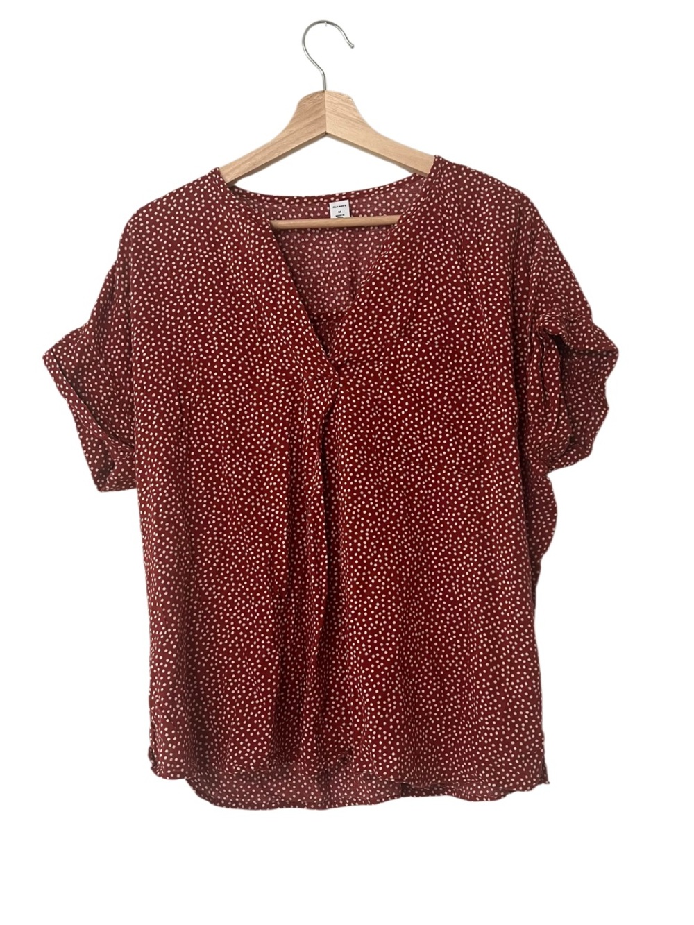 Old Navy Red Polka Dot V-Neck Women's Top